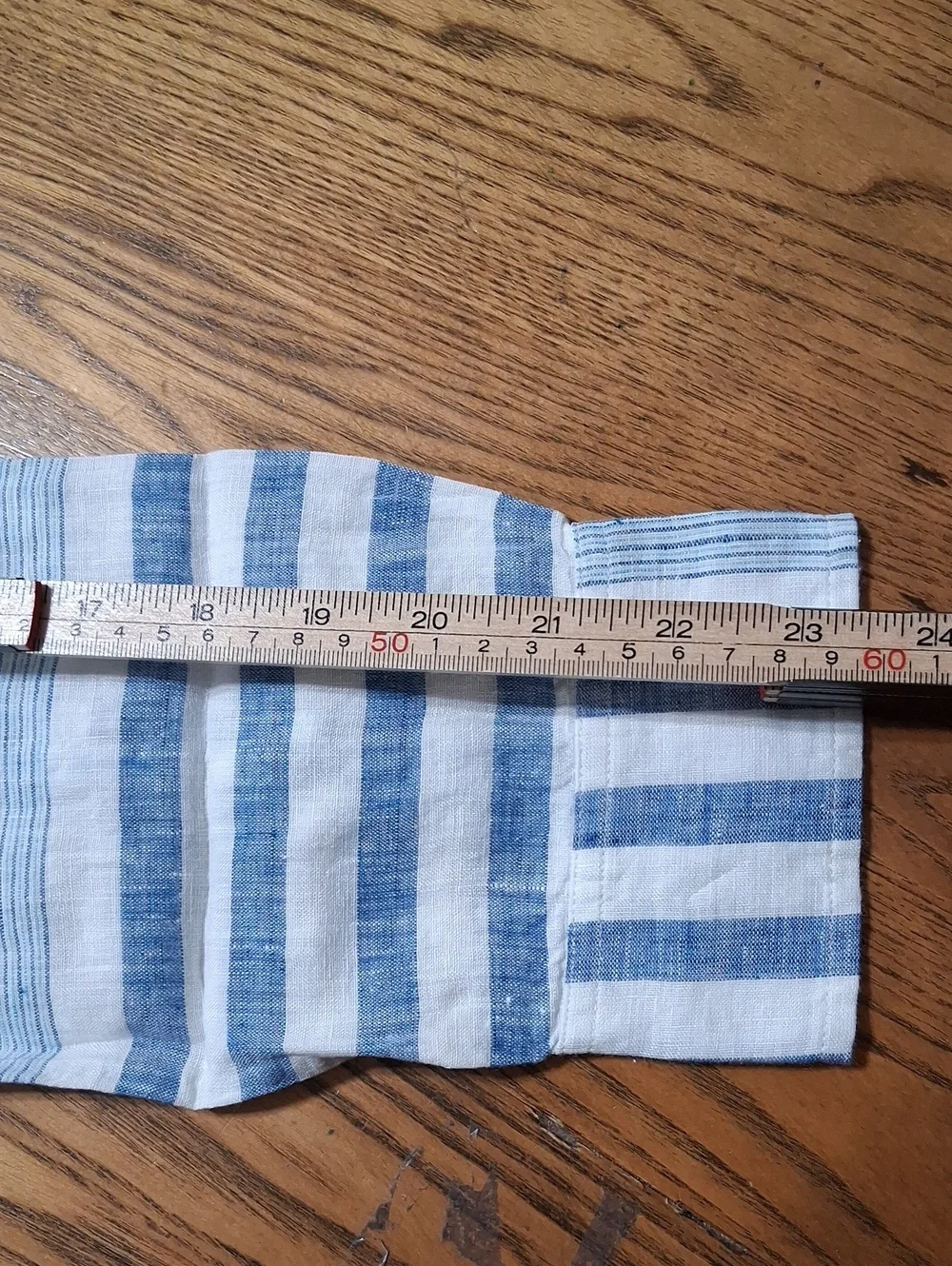Untuckit Womens LINEN VIETTI NEW Work Shirt 12 Top Blouse STRIPPED BLUE NEW - Picture 8 of 8